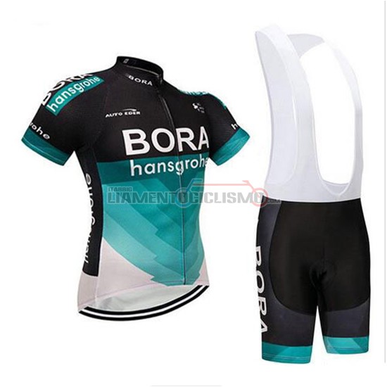 Abbigliamento Ciclismo Bora Manica Corta 2018 Nero e Teal